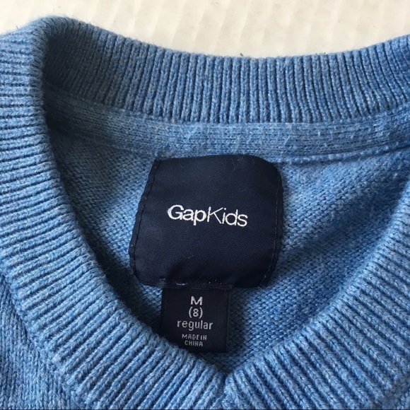 GapKids V Neck Cotton Blend Sweater Blue Medium/8 - Picture 3 of 4